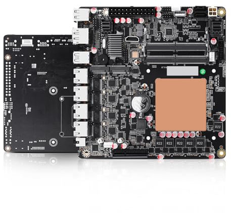 AIOPCWA Carte mère NAS 6 baies, 6 x M.2 NVMe Mini ITX Carte mère Core i5 12450H, DDR5 Cartes mères d'ordinateur avec PCIe4.0 x4, 4 ports i226-V 2.5GbE LAN, barebone sans RAM pas SSD, USB 3.2