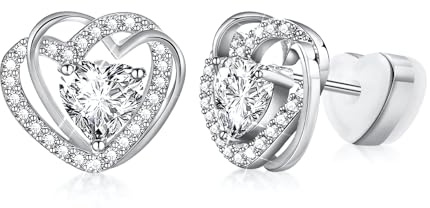 Ohrringe Silber 925 Ohrstecker : Silber Ohrringe Damen 925 Herz Zirkonia Damen Schmuck Klein Stecker Mädchen Studs für Piercings Frauen Damenohrringe