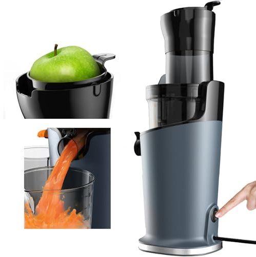 Slow Juicer&Masticating Juicer-Wide Mouth 78mm Feeding Chute - Cold Press Juicer- 200w Slow Juicer Machines - Juice Extractor for Whole Fruits & Vegetables, Heavy Duty, Easy to Clean,Black