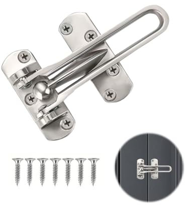 Door Chain Lock for Front Door, Swing Bar Door Guard Reinforcement Restrictor with 7 Screw, Heavy Duty Door Security Latch for Home Hotel Apartment Houseroom Prevent Forceful Entry (Silver)