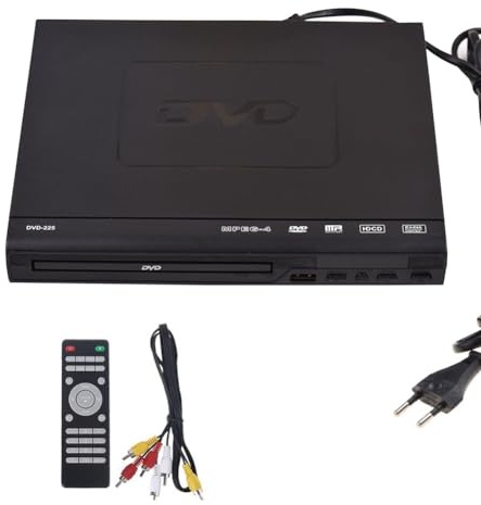 Xbsduih DVD-225 - Reproductor de DVD doméstico, reproductor multimedia digital, salida AV con para TV, reproductor de DVD, VCD, enchufe de la UE