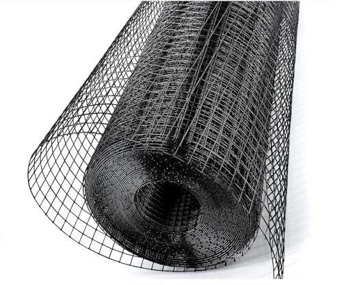 Metamesh Tela negra de 1/2 pulgada, 24 x 100 pies, calibre 19, valla de alambre de pollo confiable, valla de jardín de malla recubierta de vinilo de PVC de alta calidad para una defensa resistente