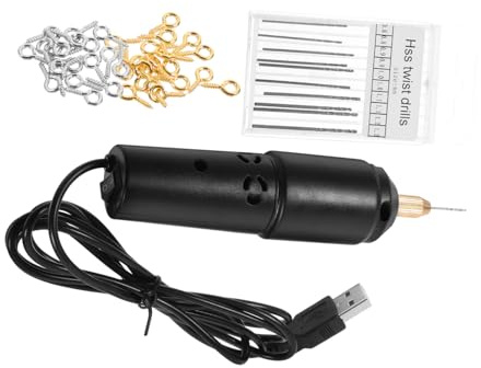 OSALADI Kleiner Usb Elektro Handbohrer Satz Mit 10 Bohrern 0,8-1,2mm Aus Robustem Material Vielseitig Für Holz Kunststoff Und Perlen Kompakt Tragbar Für Selbstgemacht Arbeiten