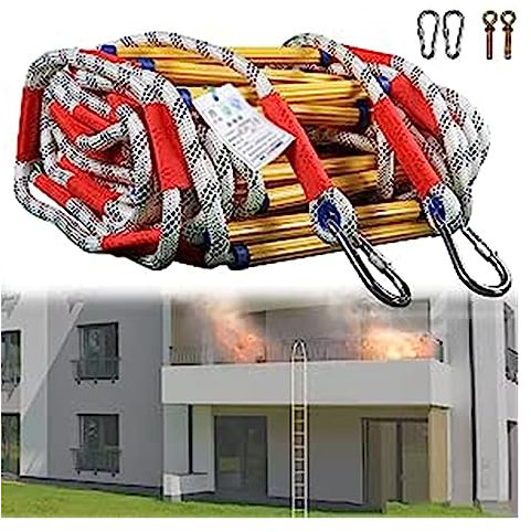 GAGULHAH Sicherheitsleiter, tragbare Strickleiter, zusammenklappbare Notleiter für den Brandschutz, weiche Strickleiter aus Kunstharz mit 3 bis 5 Stockwerken/a/L 3M