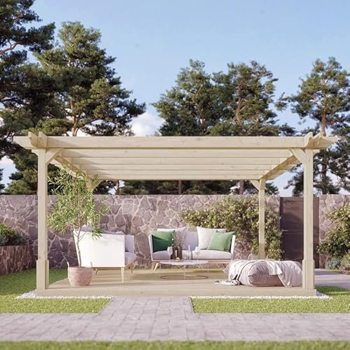 Buttercup Farm Double Premium Pergola and Decking Kit - Wood - L240 x W240 cm - Light Green