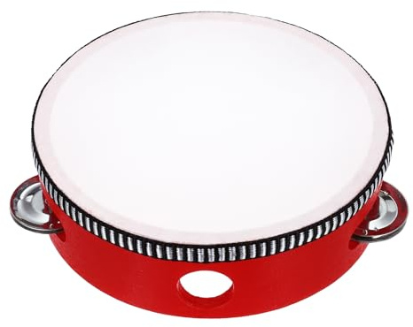 sourcing map Tamburin-Trommel, 15,2 cm, Holz, einreihig, Metall, Jingle Percussion, Musiktrommel, Instrument für Erwachsene, Kirche, Hochzeit, Party, Spiele, Rot, 1 Stück