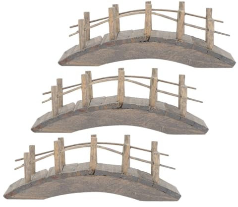 Luxshiny 3pcs Miniature Wooden Arch Bridge Railings for Dollhouse Landscaping Outdoor Bonsai Plant Decor Accessories for Creative Play and Zen Decor