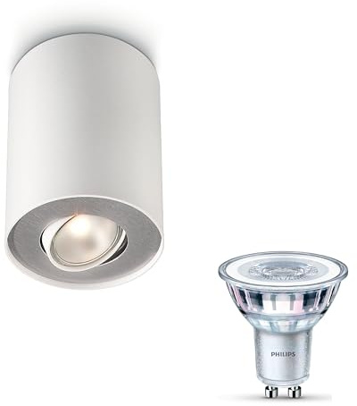 Philips Pillar Aufbaustrahler (Weiß) - 1-Flammig - SceneSwitch | Deckenstrahler - GU10 - Warmweiß - Einfach dimmbar mit Ihrem klassischen Schalter