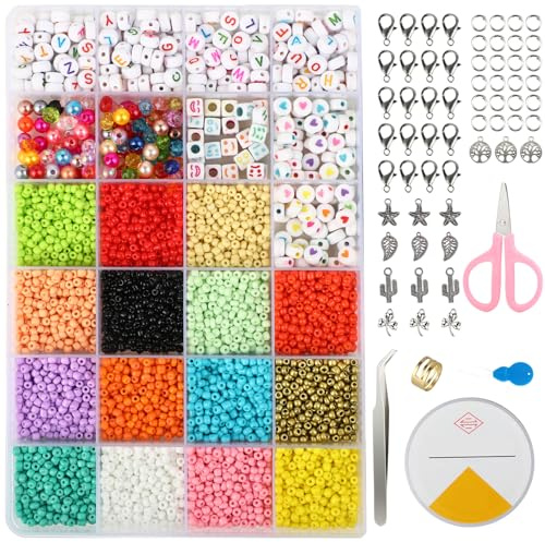 WQDD STANPET 4500+ Bunte Perlen zum Auffädeln Set – 200 Buchstabenperlen, 3mm DIY Perlen für Armbänder, Halsketten & Bastelgeschenke (Ideal für Kinder, Freundschaftsbänder)