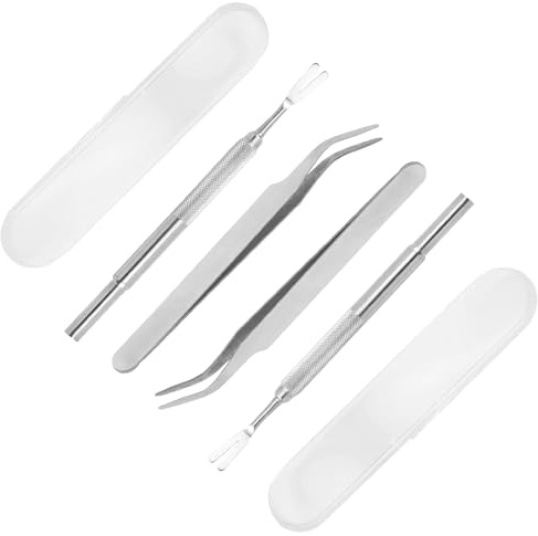 VNIDJGB 4 Pcs Tick Remover Tools for Dogs,Professional Tick Removal Tool,Stainless Steel Ticks Remover Complete Tool Kit,With Ticks Removal Tweezers & Sharp Rake and Box,for Humans,Cats & Dogs.