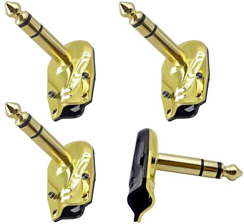 zdyCGTime Spina audio stereo a granchio, ad angolo retto, 6,35 mm, 90 gradi, maschio TRS, stile pancake, connettori per altoparlanti, basso, amplificatore, microfono e chitarra elettrica (confezione
