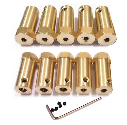 Connettore d'ottone del giunto di accoppiamento de Adattatore for manicotto del connettore del motore CNC da 3-8 mm, giunto for albero rigido esagonale in ottone da 10 pezzi(4MM bore)