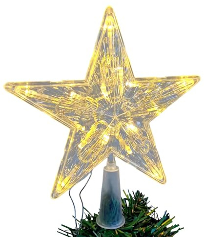 1 Pcs Christmas Tree Topper Star Gold Christmas Tree Star with 10 LED Warm Lights,Light Up Xmas Tree Topper Xmas Decorations for Home Party Decor