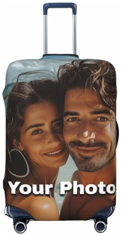 Personalisieren Sie Ihre Kofferschutzhülle mit eigenem Logo – Elastischer Koffer Cover mit Foto und Text, waschbar – Doppelseitig Designs für personalisierten Schutz (Verdickt,XL)