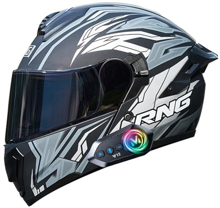 Frcychri Flip-Up Bluetooth Casco Moto Modulare Integrale - Doppia Visiera Anti-Nebbia Girevole E Ventilazione Efficace - Omologato ECE R22.06, Leggero per Uomo Donna Scooter Adulto L,Large