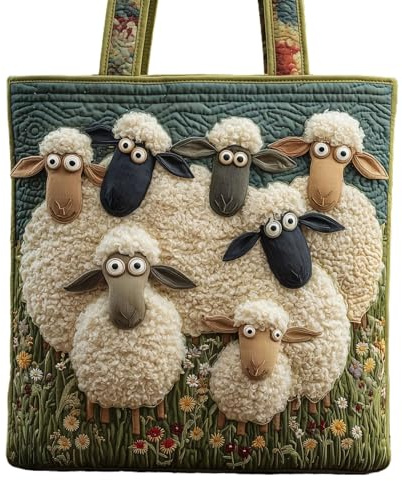 JellyLe Schaf Tote Bag Henkeltasche aus mit Schafdruck Tragetasche für Damen Einkaufstasche (8)