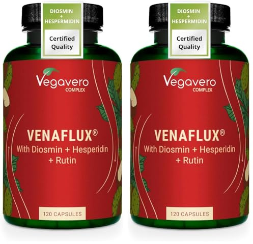 Vegavero Circulation Booster | with Diosmin, Hesperidin, Rutin, Horse Chestnut & Butcher’s Broom | 120 Capsules | Leg Flow, Haemorrhoids & Varicose Veins | Vegan (Pack of 2)