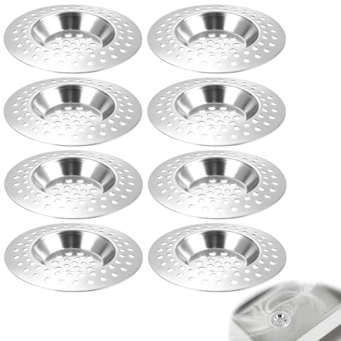 8 filtri per lavello in acciaio inox, 7,3 cm, con setaccio anti-capello, filtro drenante rapido per lavello cucina lavello, doccia, anti-ostruzione