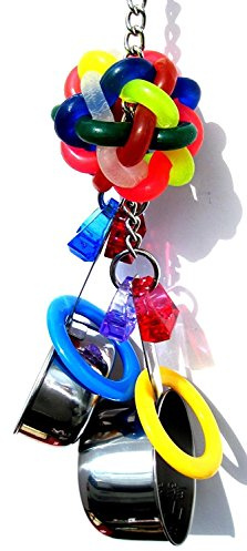 Bonka Bird Toys 1595 Pot Ring 13 x 5, Large Parrot Pull Tug Forage Cage Toy, Amazons, African Greys, Eclectus and Other Similar Birds