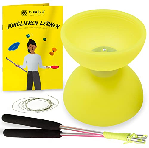 Diabolo Set per bambini Principianti con Comet Diabolo e Henry's Spare Cord I Set per Principianti (Giallo Neon)