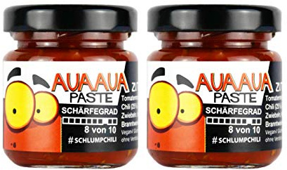Schlump-Chili⎥2x AUAAUA® Original sehr scharfe Habanero Chili Paste mit Ingwer Set im Glas (2 x 35g)