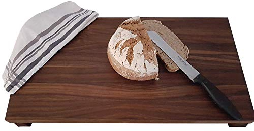 Brückenschneidbrett NUSSBAUM Massivholz mit Auffangschalen Servierbrett Brett Käsebrett Schüssel Schneidebrett Brotschneidebrett Sushibrett Küchenbrett (51,5x32,5cm ohne GN-Behälter)