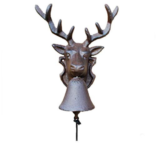 sleeri Gusseisen-Dinnerglocke, Gusseisen-Türglocke – Hirschkopf-Türglocke Handglocke, Wandbehang, Dekoration, dekorative Gusseisen-Hängetürglocke, Abendessenglocke, Türklingel, kleine Größe