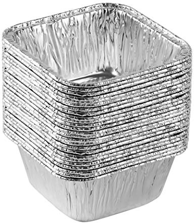 PLASTICPRO Disposable 4.25'' X 4.25 X 2'' Inch Square Aluminum Tin Foil Baking Pans Bakeware - Cookware Perfect for Baking Cakes,Brownies,Bread, Meatloaf, Lasagna, Pack of 25