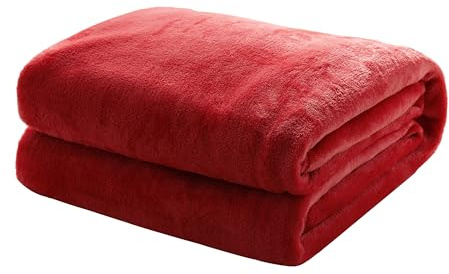 Kuscheldecke Flauschige extra weich & warm Wohndecke Flanell Fleecedecke, Falten beständig/Anti-verfärben als Sofadecke oder Bettüberwurf, Größe:240 cm x 270 cm, Farbe:Weinrot