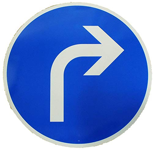 ORIGINAL Verkehrsschild 209-20 * Vorgeschriebene Fahrtrichtung rechts * 600 mm Verkehrszeichen Straßenzeichen Schild StVO Richtungsschild Schilder m. RAL Gütezeichen Richtung 60cm Strassenschild