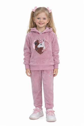 Girls Fashion Mädchen Nicki Sweatanzug, Freizeitset, Kapuzen Pullover + Jogginghose in Rosa, Gr. 104, MF626.4