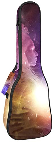 Ukulele Väska Yin Yang Rymdgalax Stjärnmönster Ukulele Fodral för Sopran Tenor Konsert 23 tum 10 mm tjock mjuk vadderad justerbara remmar spelväska