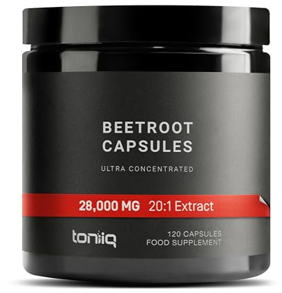 28,000mg 20x Concentrated Extract Beetroot Capsules - Natural Nitric Oxide Booster - Highly Concentrated and Bioavailable - Third-Party Tested Beets Supplements - 120 Veggie Capsules - 60 Servings TQ