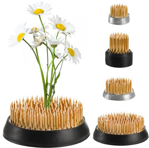 YOUEON 4 Pieces Round Flower Frog, Flower Arranger Flower Fixed Tools, Japanese Flower Holder Floral Arrangement Pin Holder for Flower Arrangement, Plant Fixation and Decoration(0.91/1.02/1.26/2.36)