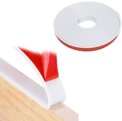 5M Nastro Autoadesivo per Bordi dei Mobili, a Forma di U, 18mm Bianco Strisce Bordo, TPE Profilo a U per Protezioni per Bordi, per Bordi Mobili, Listelli Terminali, Piani di Lavoro, Bianco