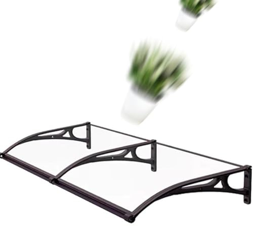 Moderne Vordach für Haustür,Gebogene Fenster Markisen Regenschutz,Veranda-Überdachung Pultbogenvordach,Aluminium Haustürdach Türüberdachung Polycarbonat-Platte für Eingang,Terrasse,A-60x340cm/24x134