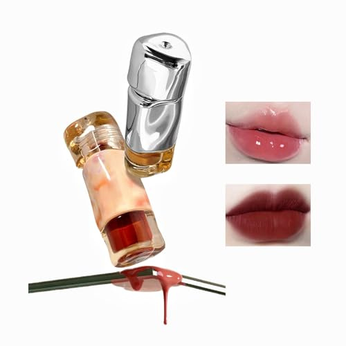 2 rossetti opachi a specchio, lucidalabbra idratanti, vellutati e finitura a specchio, a lunga durata, per labbra luminose, impermeabili, rossastro, marrone, rosa ciliegia, smalto per labbra
