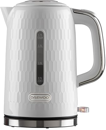 Daewoo Hive Collection, 1.7 Litre Kettle, Fast Boil, Easy Cleaning, Safety Features, 360° Swivel Base, Water Level Gauge, Extra Wide Opening Lid, User Friendly, Part Of A Collection, White