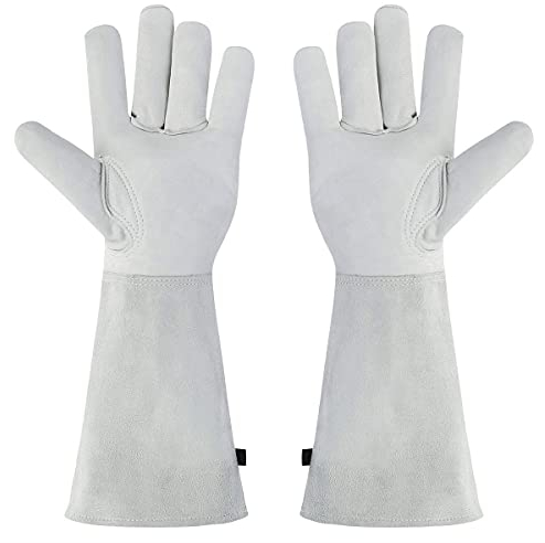 WENFEN Lange Gartenhandschuhe for Damen, dicke, dornensichere Gartenhandschuhe, Gartenhandschuhe for Damen und Herren, dornensichere Gartenhandschuhe, Lederhandschuhe for Rosenschneiden