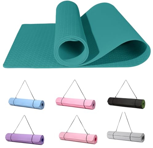 Good Nite Gymnastikmatte Yogamatte Fitnessmatte Rutschfest Trainingsmatte Sport Turn Matten Pilates Matte Bodenturnmatte Mit Tragegurt 183 x 61 x 0.6 cm (Türkis)