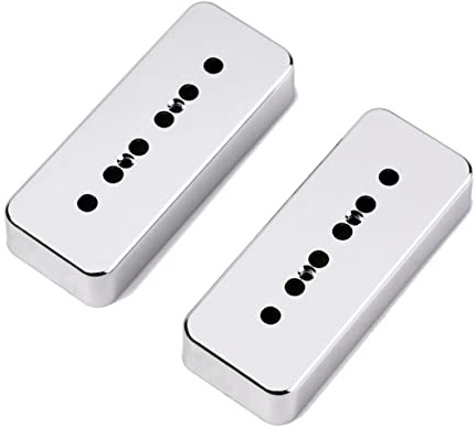 TOYANDONA Bass Tonabnehmerabdeckungen und aus ABS mit Silberne Paar gealtertem Look mit Chrom 50mm Polabstand 20mm Montagebohrung für Gitarren Zubehör