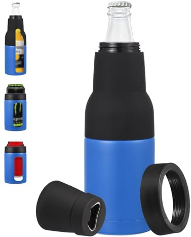 PATIKIL Slim Can Cooler, 12oz Skinny Can Insulated Beer Sleeve Drink Holder with Bottle Opener for Beer Soda Coffee Regular Cans and Bottles, Blue