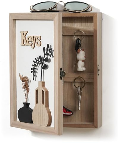AHUONEL Key Holder Wall Mount Key Holder for Wall, Rustic Vase Key Hooks for Wall Key Hanger with 6 Hooks, Key Storage Box Key Cabinet Key Organizer Key Rack for Home Decor Office Entryway Gift