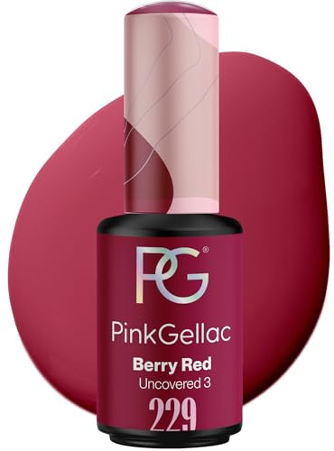 Pink Gellac Gel Nagellack UV - 229 Berry Red 8 ml - Gelnagellack für UV Lampe - Rot - Einfache Anwendung Nail Polish für 14 Tage Salonqualität - Veganer Gellack Made in Holland