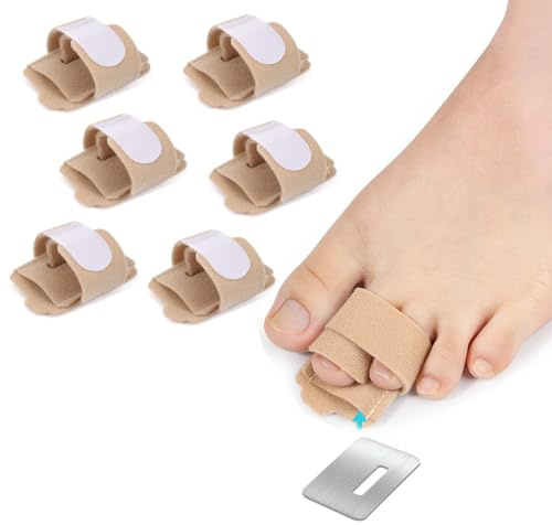XFSRG 6 Piezas Corrector Dedo Martillo Nailon Férula para Dedos Pie Separador de Dedos Protector para Pies Enderezador Ortopédico para Soporte (Color de Piel)
