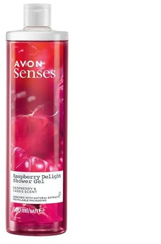 Avon Senses Raspberry Delight - Gel doccia da donna, 500 ml, lampone e ribes nero