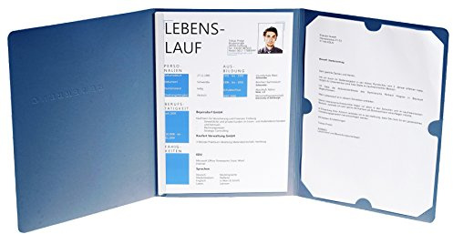 Chemise de candidature avec 3 compartiments et 1 dos Bar A4 Bleu