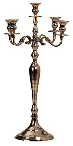 Bougeoir, chandelier à 5 branches en métal argenté, candélabre, 60 cm