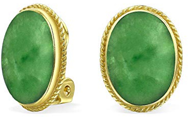 7Ct Oval Cabochon Oval Edelsteine Seil Kabel Lünette 14K Gold Plattiert .925 Sterling Silber Clip Auf Ohrringe Für Frauen Clip Ist Nur Legierung