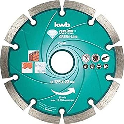 kwb CUT-FIX® Green-Line Diamanttrennscheibe ø 125 mm mit segmentiertem Turborand, hohe Lebensdauer, gesintert und mit 22,23 mm Bohrung
